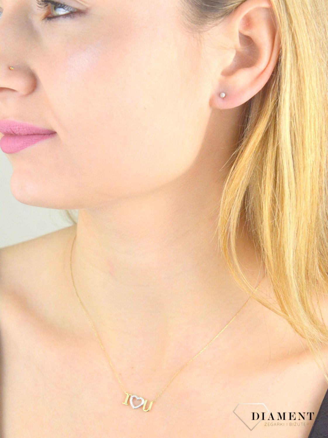 Kolczyki złote damskie 585 klasyczne wkrętki z diamentami 0,03 ct E67126Y S.jpg